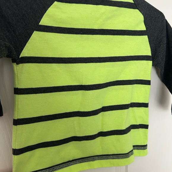 Baby boys Okie Dokie Neon Green/yellow and Gray Striped Long Sleeve Tee, 12 mo - Picture 6 of 7